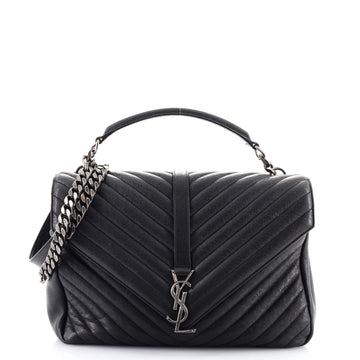 Saint Laurent Classic Monogram College Bag Matelasse Chevron Leather Large