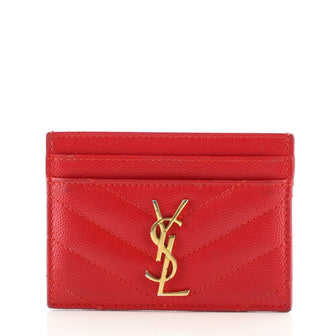 Saint Laurent Classic Monogram Card Holder Matelasse Chevron Leather