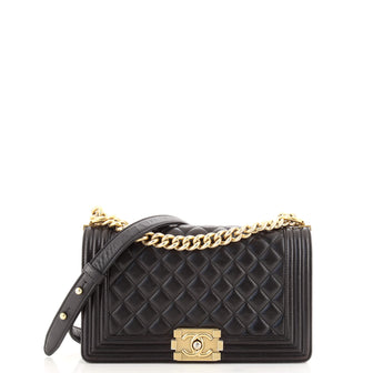 Chanel Boy Flap Bag Quilted Lambskin Old Medium