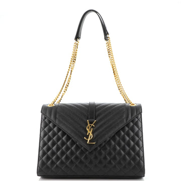 Saint Laurent Classic Monogram Envelope Satchel Mixed Matelasse Leather Large