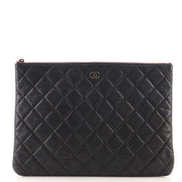 Chanel O Case Clutch Quilted Caviar Medium