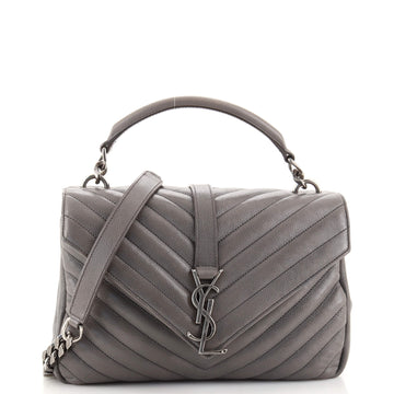 Saint Laurent Classic Monogram College Bag Matelasse Chevron Leather Medium