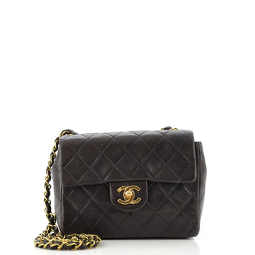 Chanel Vintage Square Classic Single Flap Bag Quilted Lambskin Mini