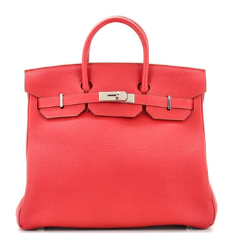 Hermes HAC Birkin Bag Red Togo with Palladium Hardware 32