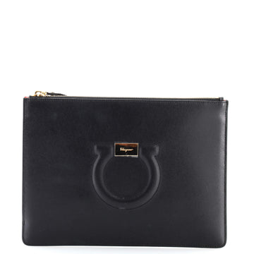 Salvatore Ferragamo Gancini Wristlet Clutch Leather Large