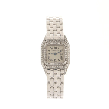 Cartier Vintage Panthere de Cartier Quartz Watch White Gold with Diamond Bezel 17