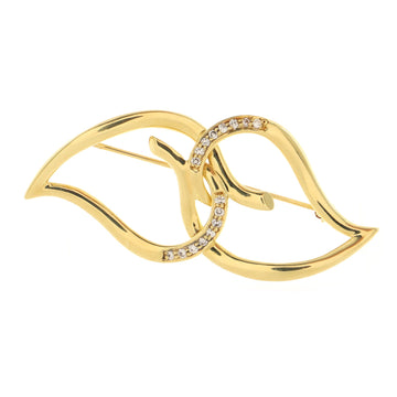 Tiffany & Co. Double Leaf Brooch 18K Yellow Gold with Diamonds