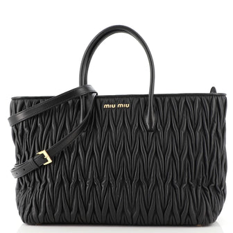 Miu Miu Convertible Zip Tote Matelasse Leather Large