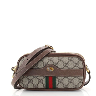 Gucci Ophidia Triple Zip Crossbody Bag GG Coated Canvas Mini