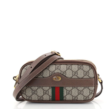 Gucci Ophidia Triple Zip Crossbody Bag GG Coated Canvas Mini