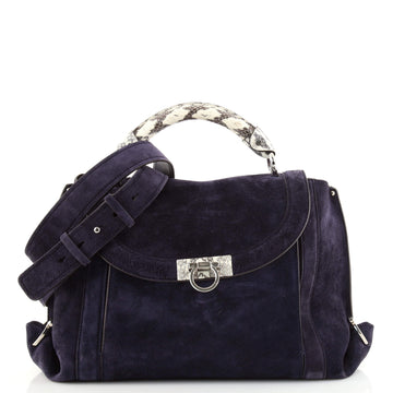 Salvatore Ferragamo Sofia Satchel Suede with Python Medium