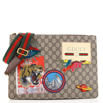 Gucci Courrier Messenger Bag GG Coated Canvas with Applique