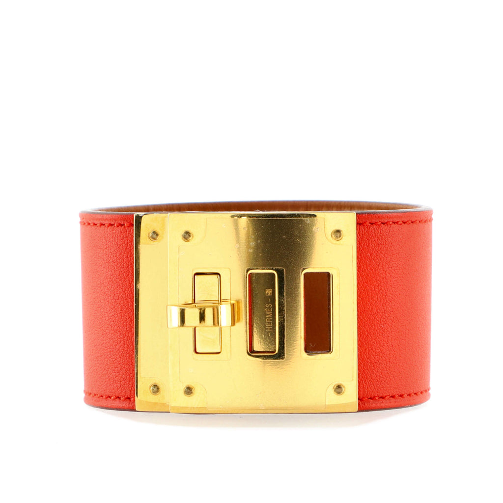 HERMÈS Kelly Dog bracelet in Rouge Casaque Epsom leather with