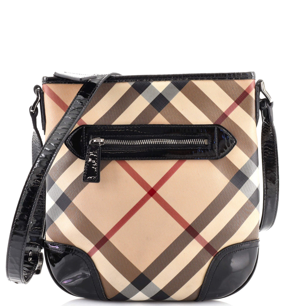 Burberry, Bags, Burberry Nova Check Canvas Brown Leather Crossbody Bag