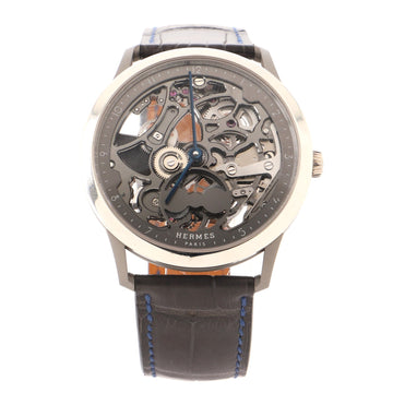 Hermes Slim d'Hermes Squelette Lune Automatic Watch Platinum with Titanium and Alligator 40