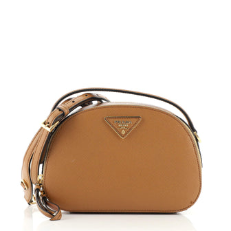 Prada Odette Top Handle Bag Saffiano Leather Small Brown 1487601