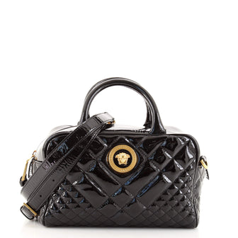 Versace Medusa Icon Bowler Bag Quilted Patent Small