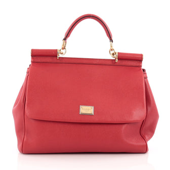 Dolce & Gabbana Miss Sicily Handbag Leather Medium Red