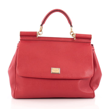 Dolce & Gabbana Miss Sicily Handbag Leather Medium Red