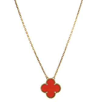 Van Cleef & Arpels Vintage Alhambra Pendant Necklace 18K Yellow Gold and Carnelian