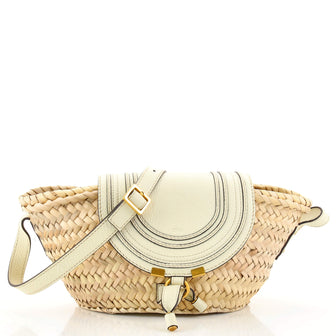 Chloe Marcie Basket Bag Raffia and Leather Small
