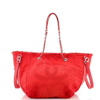 Chanel Double Face Deauville Tote Fringe Quilted Canvas Small