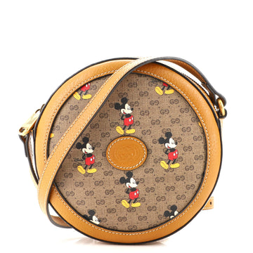 Gucci Disney Mickey Mouse Round Shoulder Bag Printed Mini GG Coated Canvas