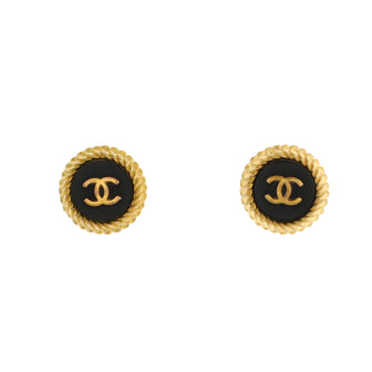 Chanel Vintage CC Round Button Clip-On Earrings	 Metal and Resin