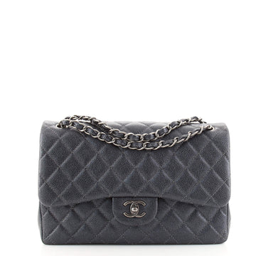 Chanel Classic Double Flap Bag Quilted Iridescent Caviar Jumbo
