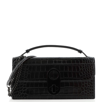 Christian Louboutin Elisa Baguette Crocodile Embossed Leather
