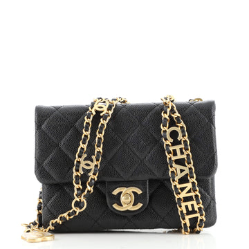 Chanel Pick Me Up Logo Chain Belt Bag Quilted Caviar