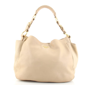 Prada Side Pocket Zip Hobo Vitello Daino Large