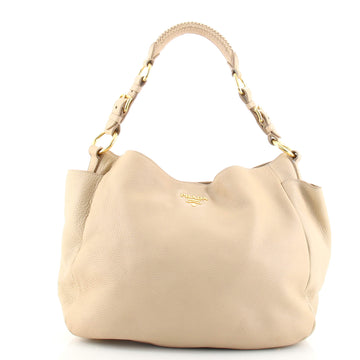 Prada Side Pocket Zip Hobo Vitello Daino Large