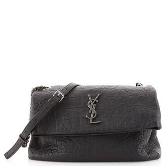 Saint Laurent West Hollywood Shoulder Bag Crocodile Embossed Leather Medium