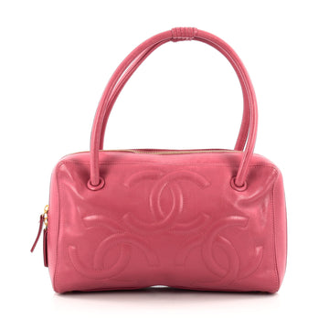 Chanel Triple CC Bowler Leather Medium Pink