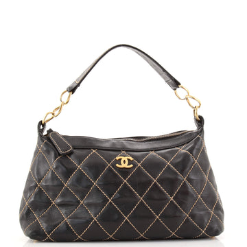 Chanel Surpique Zip Hobo Quilted Lambskin Medium