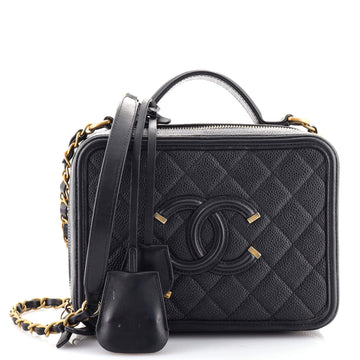 Chanel Filigree Vanity Case Quilted Caviar Medium