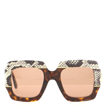 Gucci Interlocking G Square Sunglasses Acetate and Snakeskin