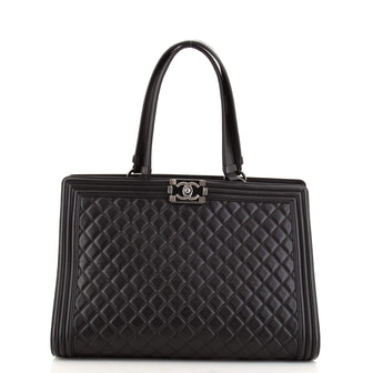 Chanel Boy Shopping Tote Quilted Lambskin Large