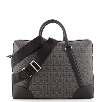 Salvatore Ferragamo Gancini Zip Around Convertible Briefcase Printed Coated Canvas Large