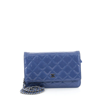 Chanel Wallet on Chain Quilted Patent blue