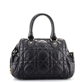 Christian Dior Side Pocket Satchel Cannage Quilt Lambskin Medium