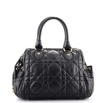 Christian Dior Side Pocket Satchel Cannage Quilt Lambskin Medium