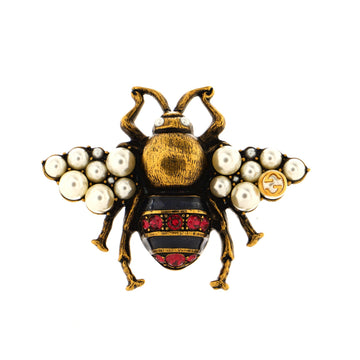 Gucci Bee Brooch Metal with Crystal and Faux Pearls
