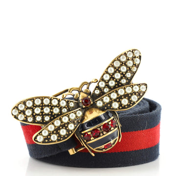 Gucci Queen Margaret Bee Belt Canvas Wide