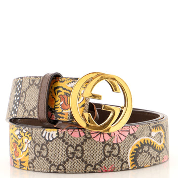 Gucci Interlocking G Belt Bengal Print GG Coated Canvas Wide