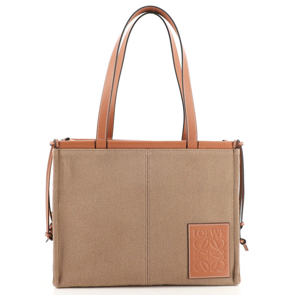 Loewe Cushion Tote Canvas Large Brown 1493412