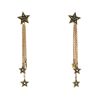 Christian Dior Star Drop Earrings Metal with Enamel