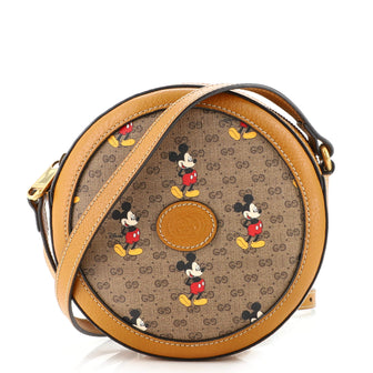 Gucci Disney Mickey Mouse Round Shoulder Bag Printed Mini GG Coated Canvas