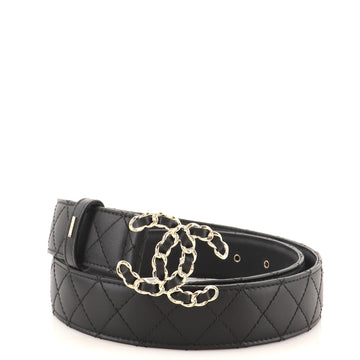 Chanel Woven Chain CC Buckle Belt Quilted Leather Medium